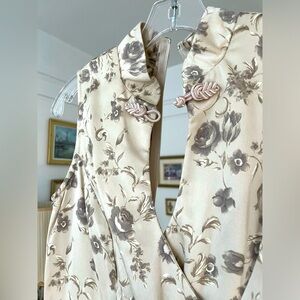 Vintage Y2K 90s All That Jazz Dress Oriental Embossed Mandarin Collar SZ Small